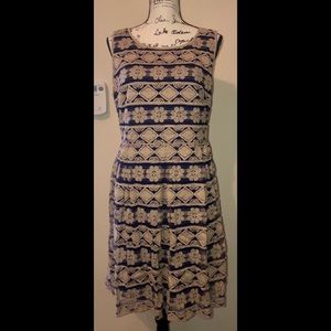 Tan & Navy Lace Dress